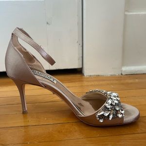 Rhinestone heeled sandals with ankle strap